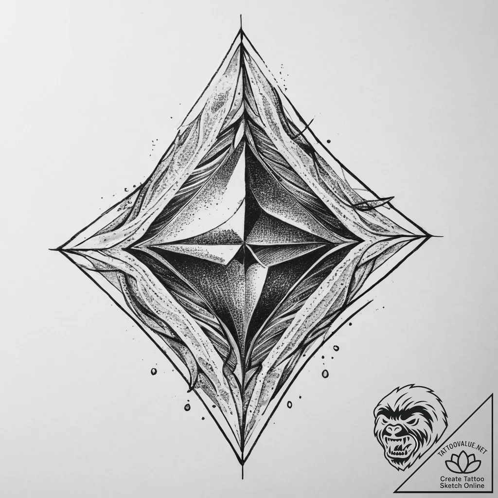 Tattoo sketch a diamond shape, strong and unb... - tattoo sketch (№1754013103_0, 01.08.2025 01:51) — tattoovalue.net