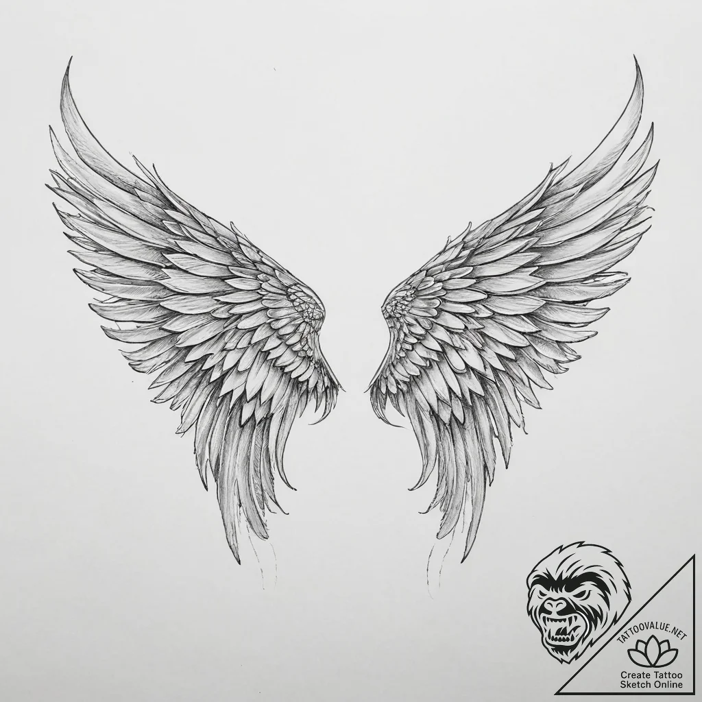 Tattoo sketch a pair of wings, one on each pe... - tattoo sketch (№1754013300_0, 01.08.2025 01:55) — tattoovalue.net