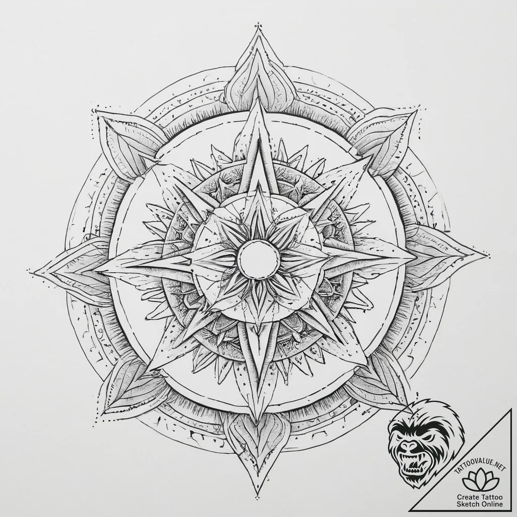 Tattoo design a celestial map with a single,... - tattoo sketch (№1754013693_0, 01.08.2025 02:01) — tattoovalue.net