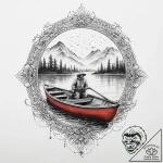 A shot of a lone fisherman in a small boat on… – tattoo sketch (№1754014485_0, 01.08.2025 02:14) — tattoovalue.net