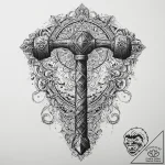 Tattoo design a powerful blacksmith’s hammer… – tattoo sketch (№1754015082_0, 01.08.2025 02:24) — tattoovalue.net