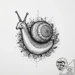Snail, tattoo flash sheet design, muted color… – tattoo sketch (№1754015682_0, 01.08.2025 02:34) — tattoovalue.net