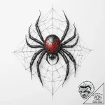 Black widow (spider), tattoo sketch design, d… – tattoo sketch (№1754016278_0, 01.08.2025 02:44) — tattoovalue.net
