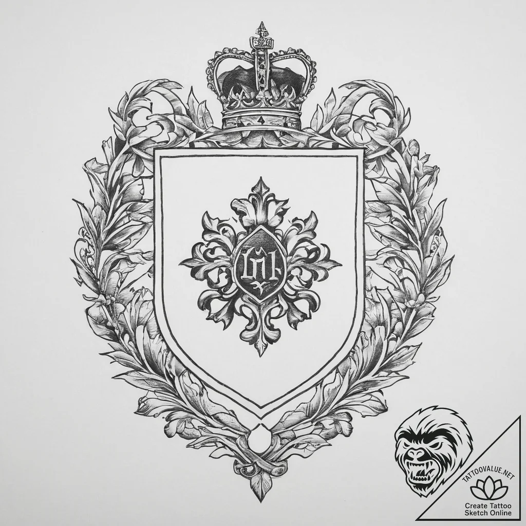 Tattoo sketch a family crest (generic, non-sp... - tattoo sketch (№1754016674_0, 01.08.2025 02:51) — tattoovalue.net
