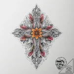 Tattoo sketch a blooming flower with subtle l… – tattoo sketch (№1754017071_0, 01.08.2025 02:57) — tattoovalue.net