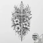 Tattoo design a broken sword piercing the gro… – tattoo sketch (№1754017864_0, 01.08.2025 03:11) — tattoovalue.net