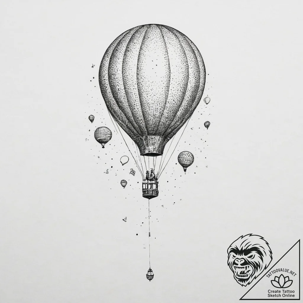Tattoo sketch a balloon floating into the sky... - tattoo sketch (№1754018855_0, 01.08.2025 03:27) — tattoovalue.net