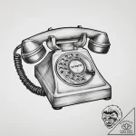 Vintage telephone, tattoo sketch design, blac… – tattoo sketch (№1754019848_0, 01.08.2025 03:44) — tattoovalue.net