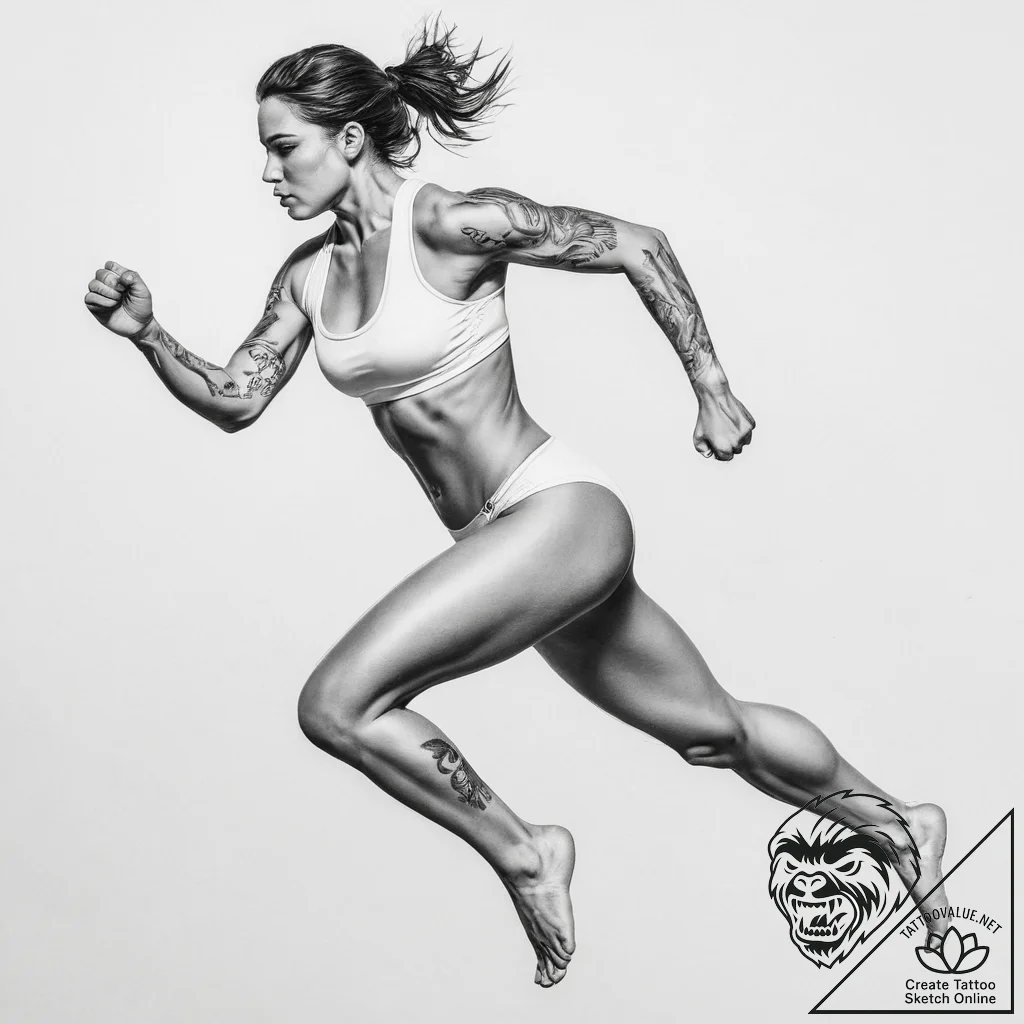 Tattoo sketch a strong, athletic figure in a... - tattoo sketch (№1754020244_0, 01.08.2025 03:50) — tattoovalue.net
