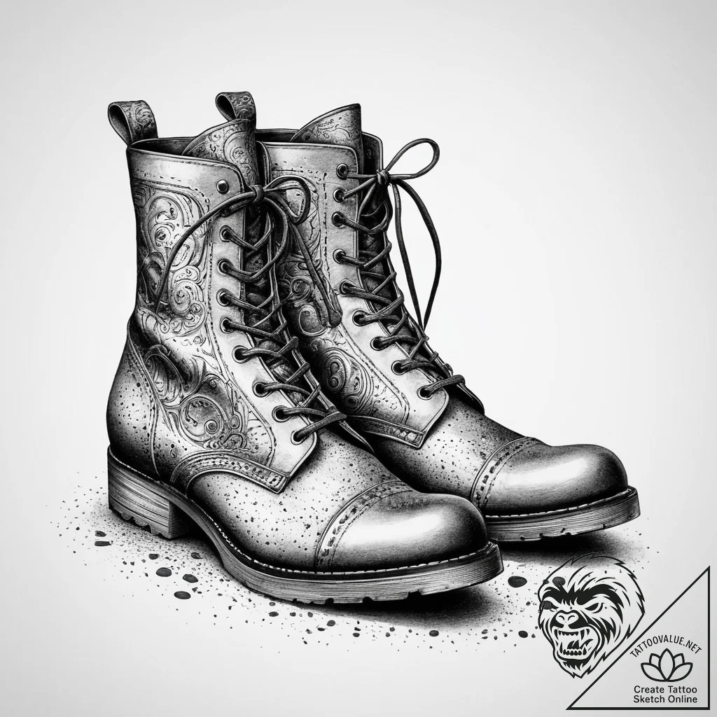 Tattoo design a combat boot print in mud or d... - tattoo sketch (№1754020638_0, 01.08.2025 03:57) — tattoovalue.net