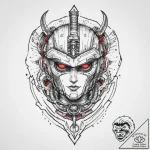 Mech suit, ink illustration for tattoo, black… – tattoo sketch (№1754020837_0, 01.08.2025 04:00) — tattoovalue.net
