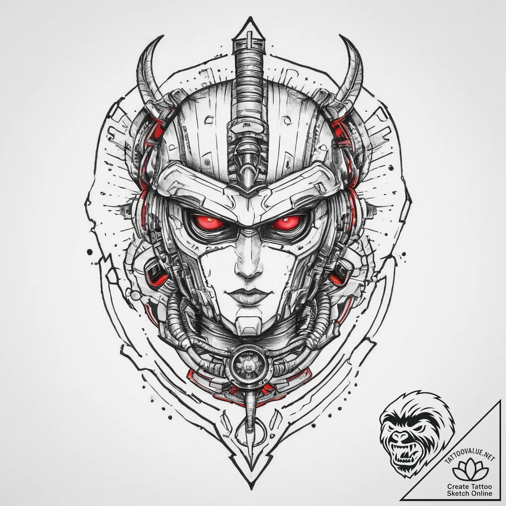 Mech suit, ink illustration for tattoo, black... - tattoo sketch (№1754020837_0, 01.08.2025 04:00) — tattoovalue.net