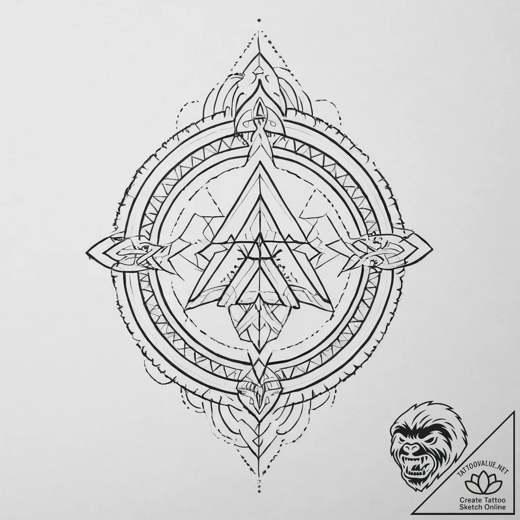 79. tattoo design: a geometric "sila" rune, r... - tattoo sketch (№1754021035_0, 01.08.2025 04:03) — tattoovalue.net