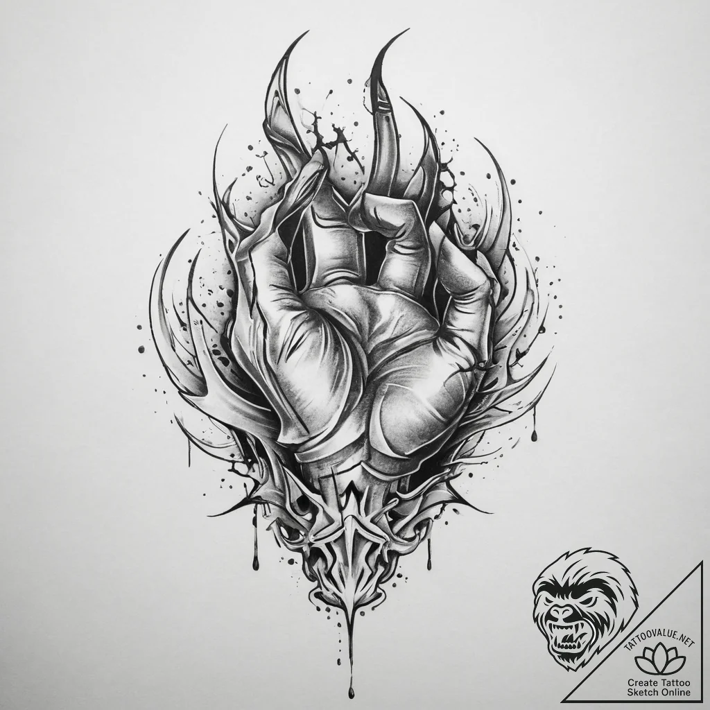 Tattoo sketch a mythological creature's power... - tattoo sketch (№1754021233_0, 01.08.2025 04:07) — tattoovalue.net