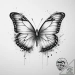 Tattoo design a single butterfly with two bod… – tattoo sketch (№1754021629_0, 01.08.2025 04:13) — tattoovalue.net