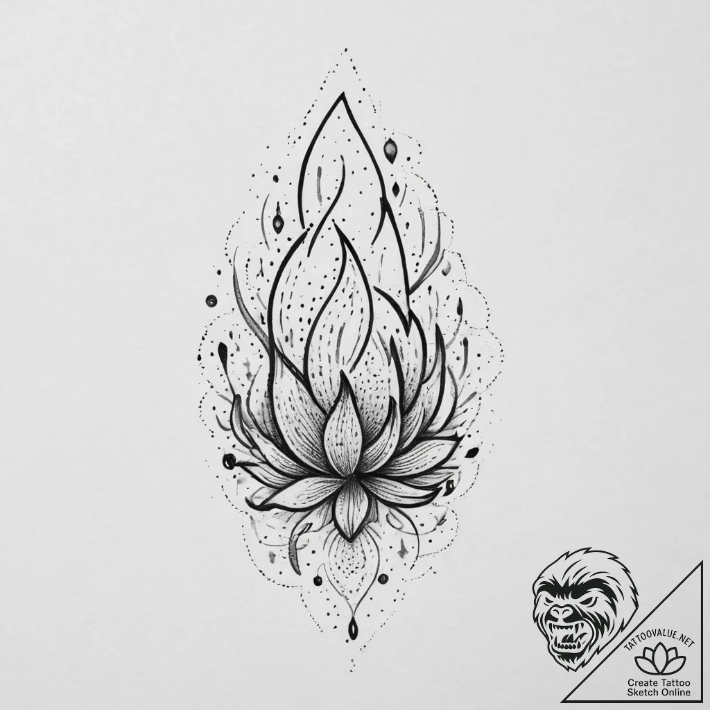 Fire, tattoo drawing outline, linework tattoo... - tattoo sketch (№1754022422_0, 01.08.2025 04:27) — tattoovalue.net