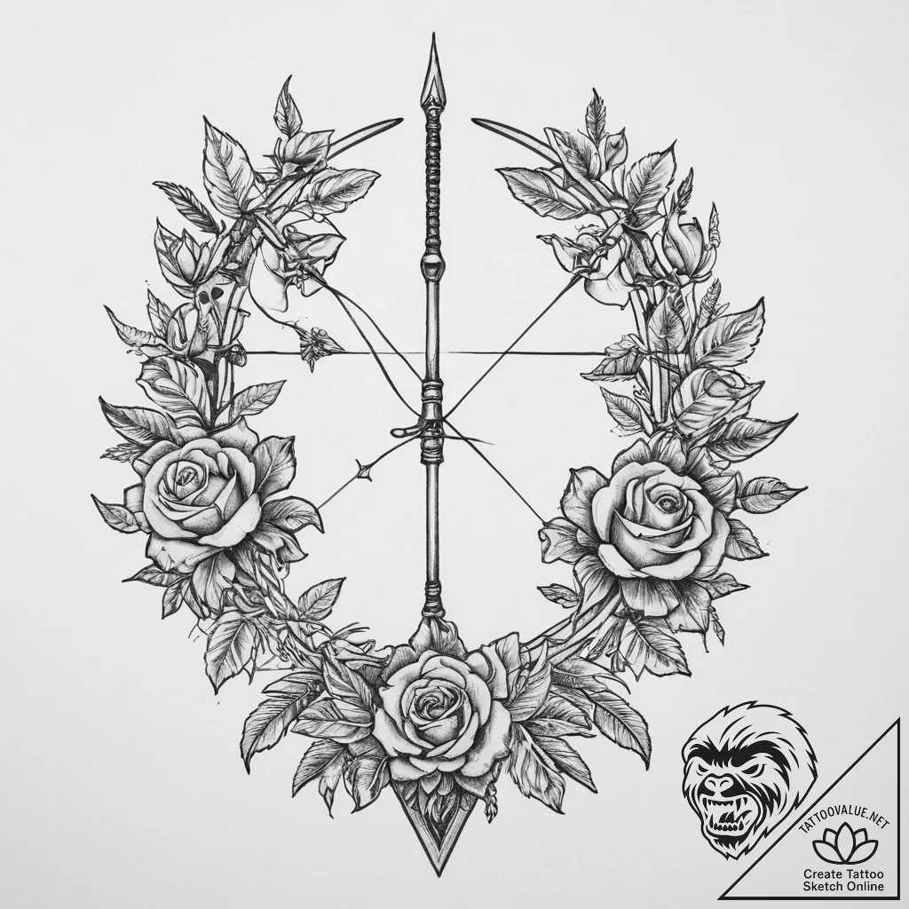 Tattoo sketch a sagittarius archer accidental... - tattoo sketch (№1754022620_0, 01.08.2025 04:30) — tattoovalue.net