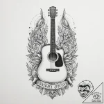 Guitar, concept art for tattoo, fine lines, d… – tattoo sketch (№1754023213_0, 01.08.2025 04:40) — tattoovalue.net