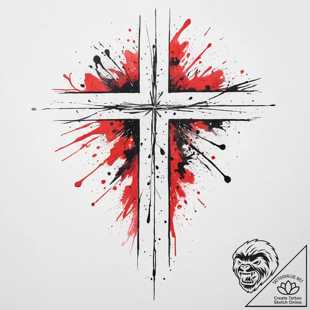 Tattoo design a small, unadorned cross or sta... - tattoo sketch (№1754023412_0, 01.08.2025 04:43) — tattoovalue.net
