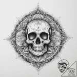 Skull, concept art for tattoo, black and grey… – tattoo sketch (№1754025197_0, 01.08.2025 05:13) — tattoovalue.net
