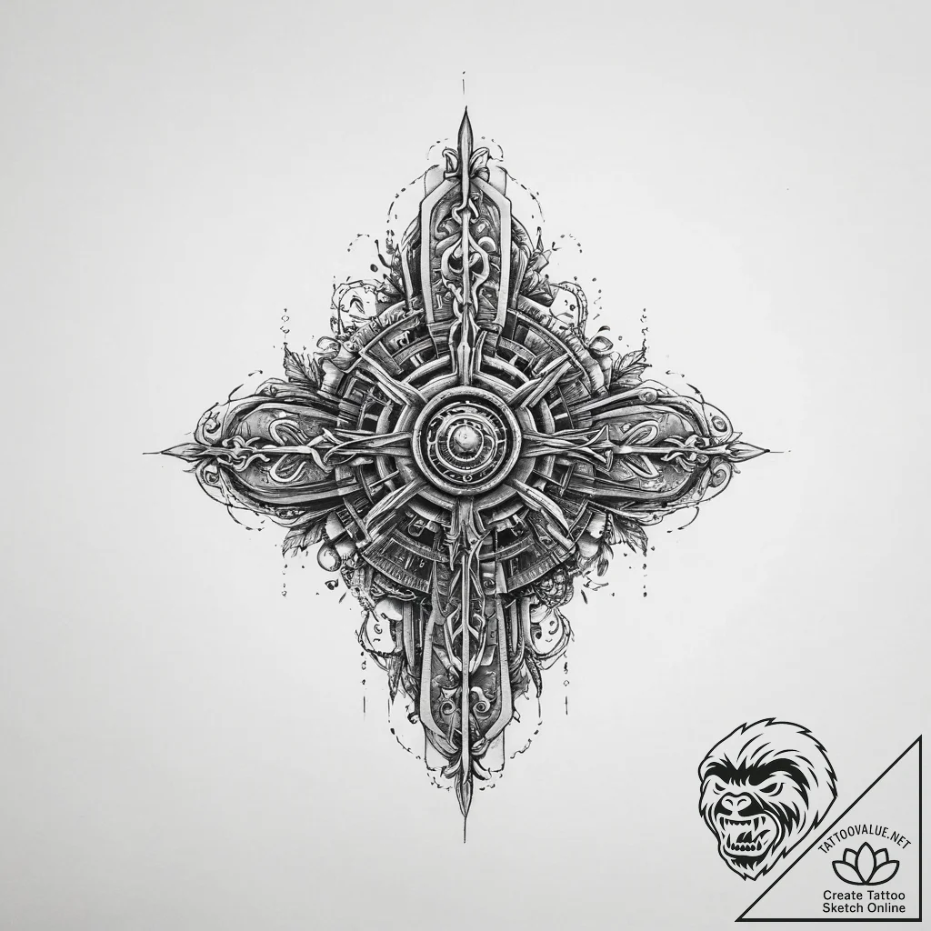 Tattoo design a stylized mechanical keyboard... - tattoo sketch (№1754025989_0, 01.08.2025 05:26) — tattoovalue.net