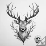 A deer with antlers made of dead branches and… – tattoo sketch (№1754026390_0, 01.08.2025 05:33) — tattoovalue.net