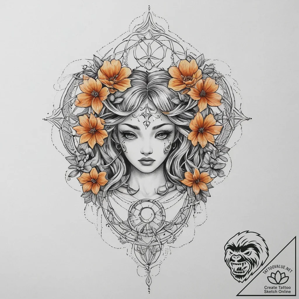 Tattoo sketch a zodiac symbol with a tiny, co... - tattoo sketch (№1754026984_0, 01.08.2025 05:43) — tattoovalue.net