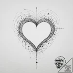Tattoo design a heart outlined in fine line,… – tattoo sketch (№1754027380_0, 01.08.2025 05:49) — tattoovalue.net