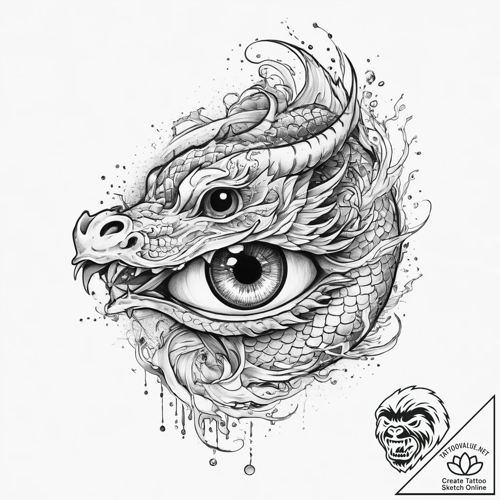 Tattoo design a gamer's eye with a pixelated... - tattoo sketch (№1754027776_0, 01.08.2025 05:56) — tattoovalue.net