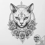 Bastet, artistic tattoo sketch, sepia tone sk… – tattoo sketch (№1754027974_0, 01.08.2025 05:59) — tattoovalue.net