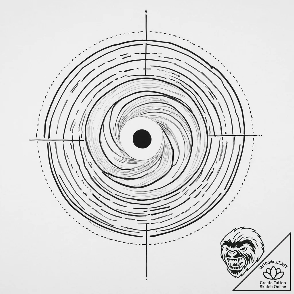 Black hole, tattoo sketch design, on a clean... - tattoo sketch (№1754028370_0, 01.08.2025 06:06) — tattoovalue.net