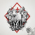 A shot of a shepherd guiding a flock of sheep… – tattoo sketch (№1754029356_0, 01.08.2025 06:22) — tattoovalue.net