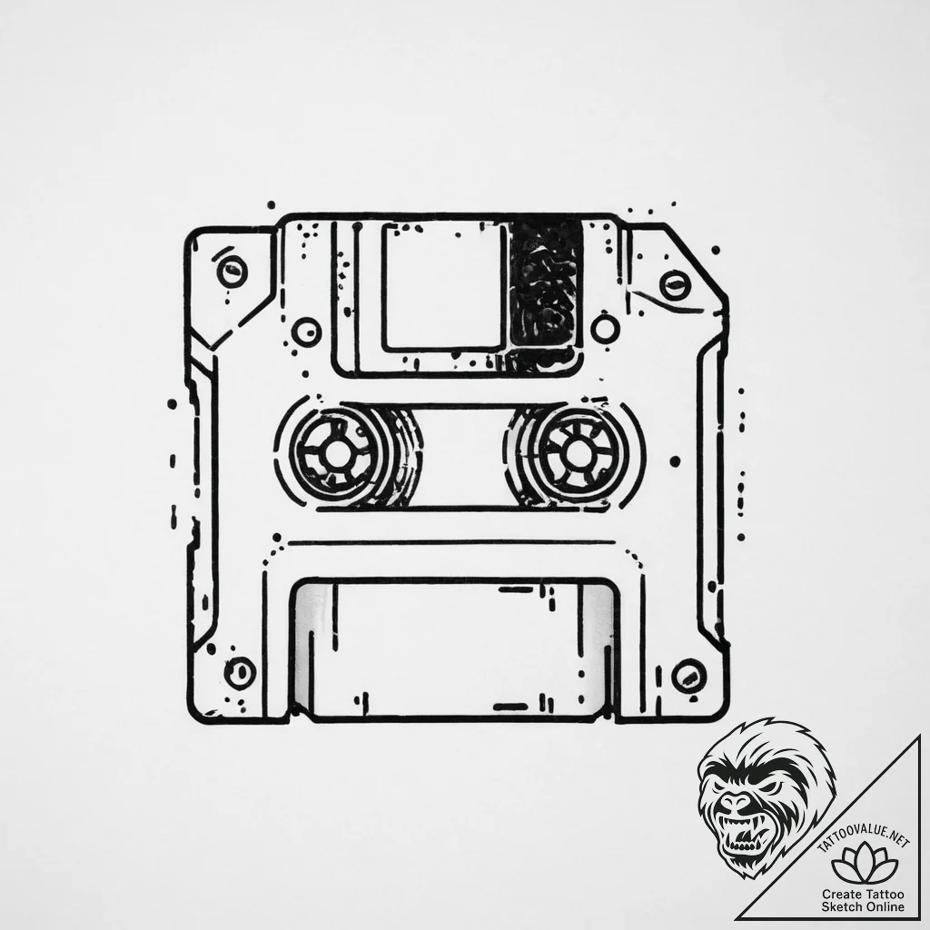 Tattoo sketch a pixelated "game save" icon wi... - tattoo sketch (№1754031745_0, 01.08.2025 07:02) — tattoovalue.net