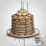A stack of fluffy pancakes with syrup drippin… – tattoo sketch (№1754032340_0, 01.08.2025 07:12) — tattoovalue.net