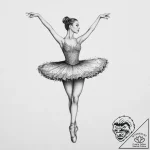 Ballerina, artistic tattoo sketch, on a clean… – tattoo sketch (№1754033721_0, 01.08.2025 07:35) — tattoovalue.net