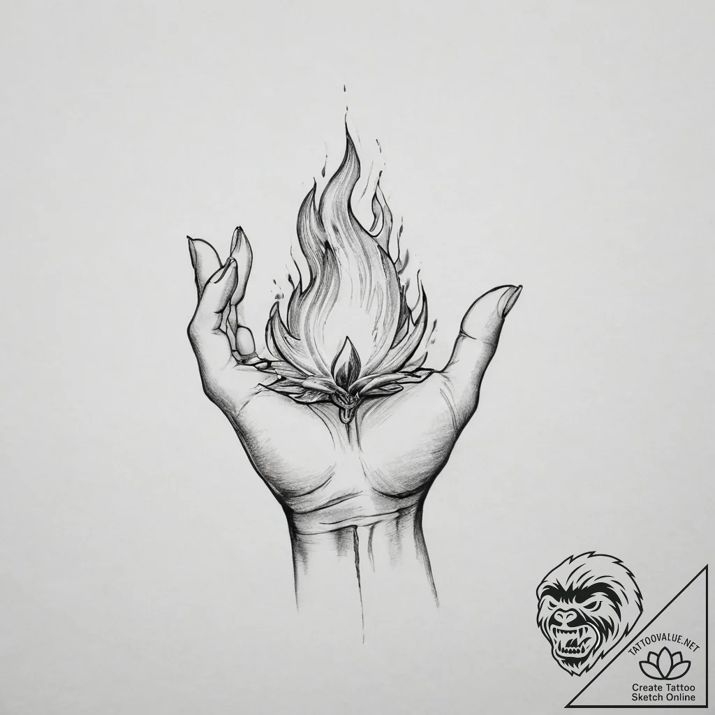 Tattoo sketch a minimalist hand holding a bur... - tattoo sketch (№1754035507_0, 01.08.2025 08:05) — tattoovalue.net