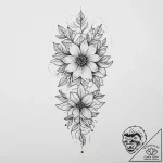 Tattoo design a minimalist floral design on t… – tattoo sketch (№1754035903_0, 01.08.2025 08:11) — tattoovalue.net