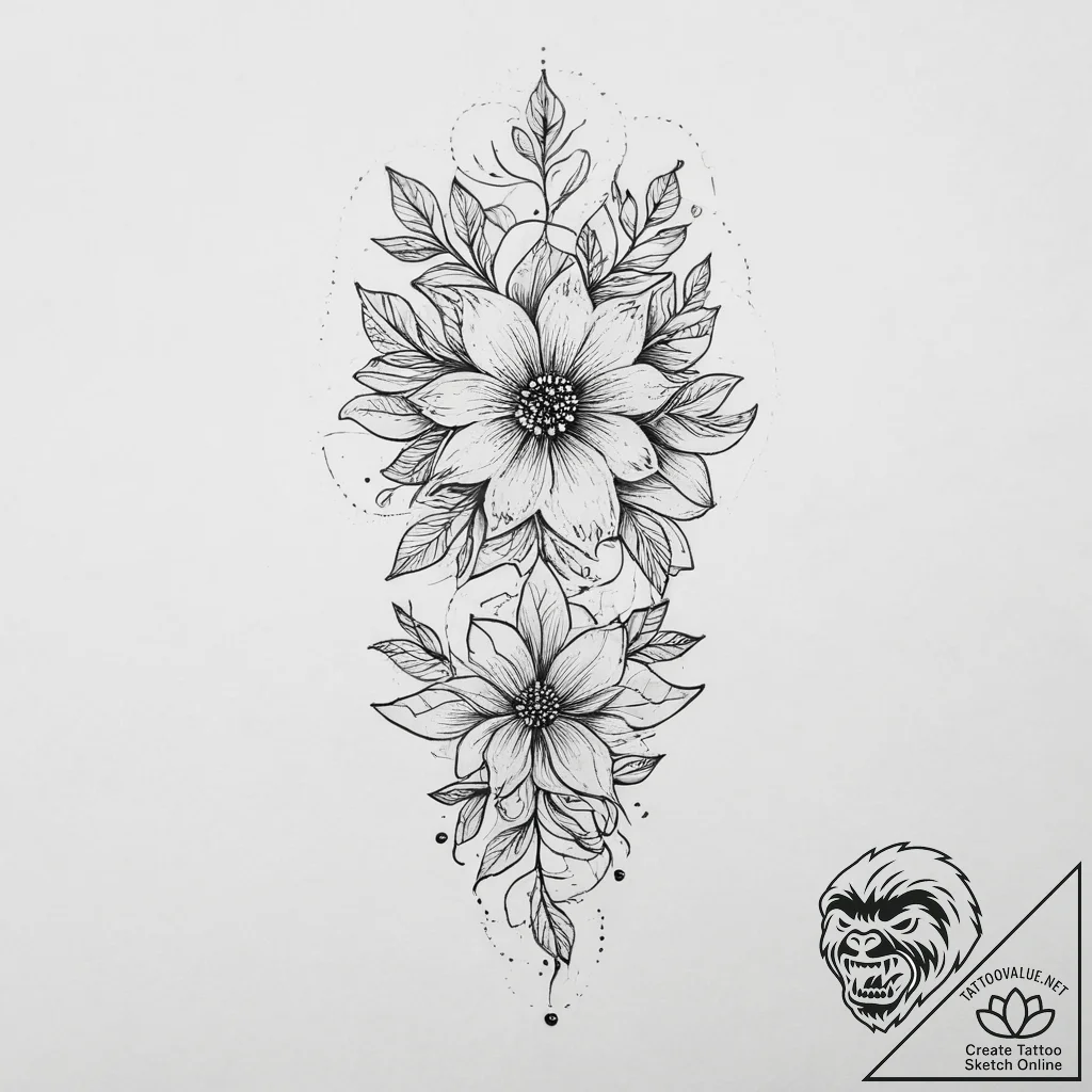 Tattoo design a minimalist floral design on t... - tattoo sketch (№1754035903_0, 01.08.2025 08:11) — tattoovalue.net
