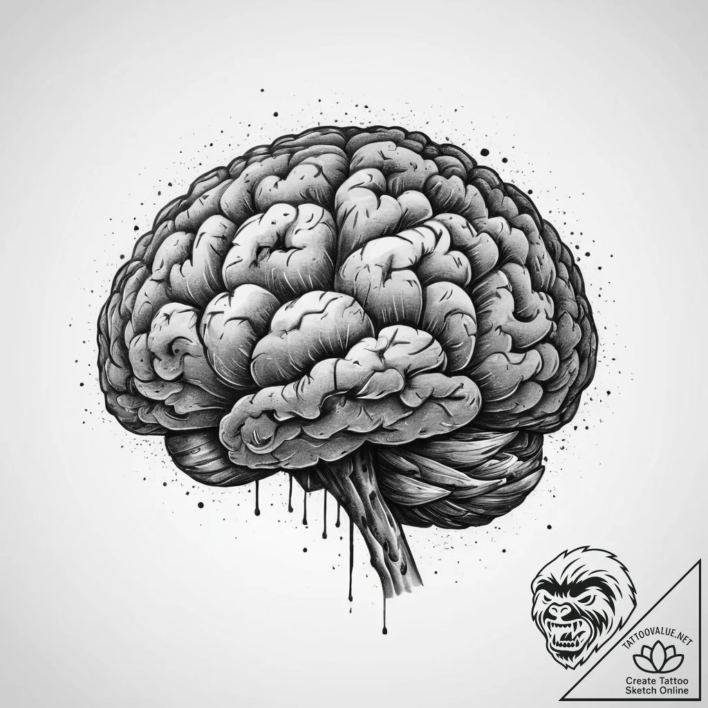 Tattoo design a complex brain or mind represe... - tattoo sketch (№1754036302_0, 01.08.2025 08:18) — tattoovalue.net