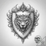 Tattoo design a stylized shield with a specif… – tattoo sketch (№1754036500_0, 01.08.2025 08:21) — tattoovalue.net