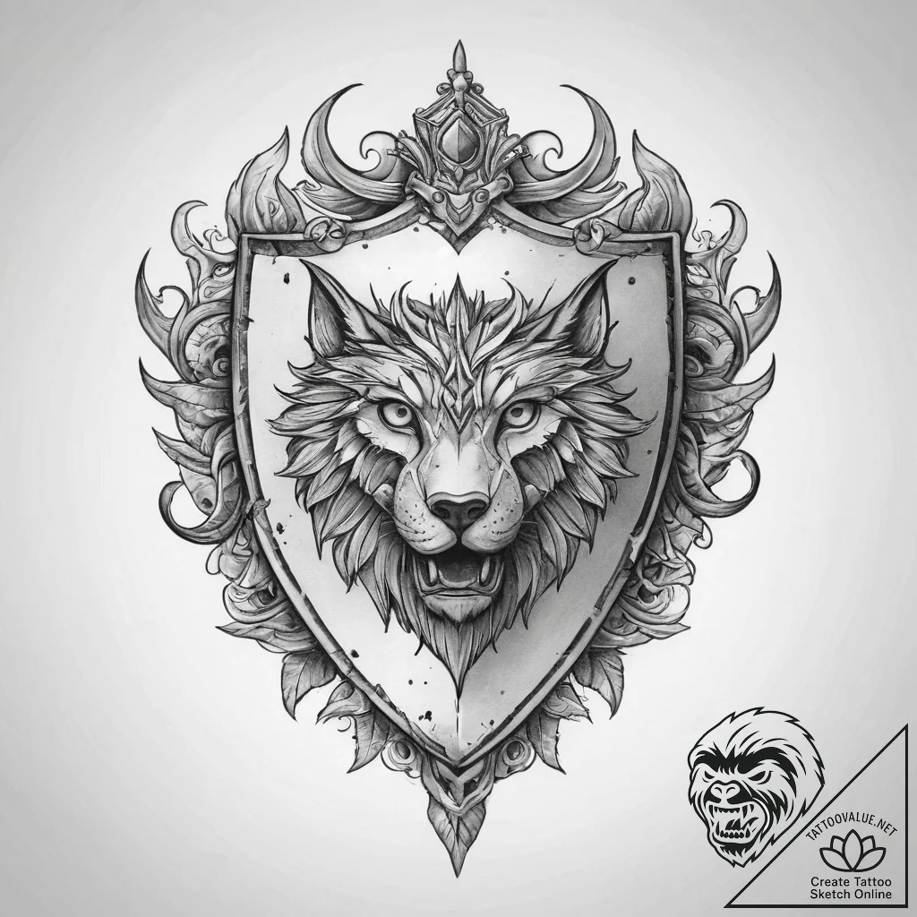 Tattoo design a stylized shield with a specif... - tattoo sketch (№1754036500_0, 01.08.2025 08:21) — tattoovalue.net