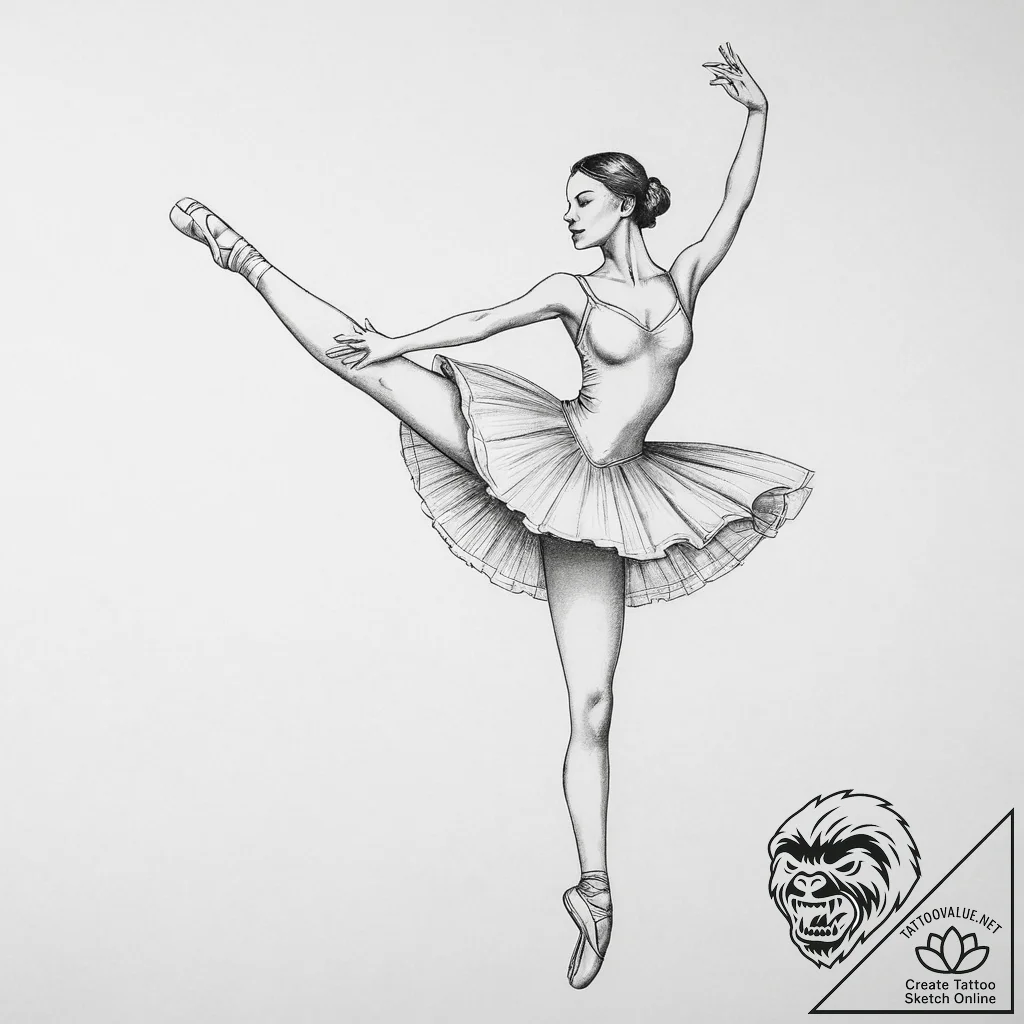 Tattoo design a delicate outline of a classic... - tattoo sketch (№1754036899_0, 01.08.2025 08:28) — tattoovalue.net