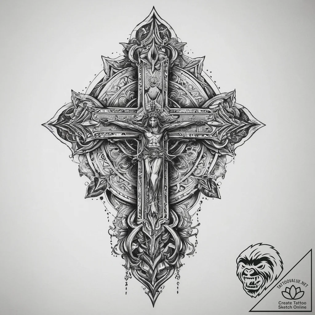Tattoo sketch a powerful, silent guardian fig... - tattoo sketch (№1754037096_0, 01.08.2025 08:31) — tattoovalue.net