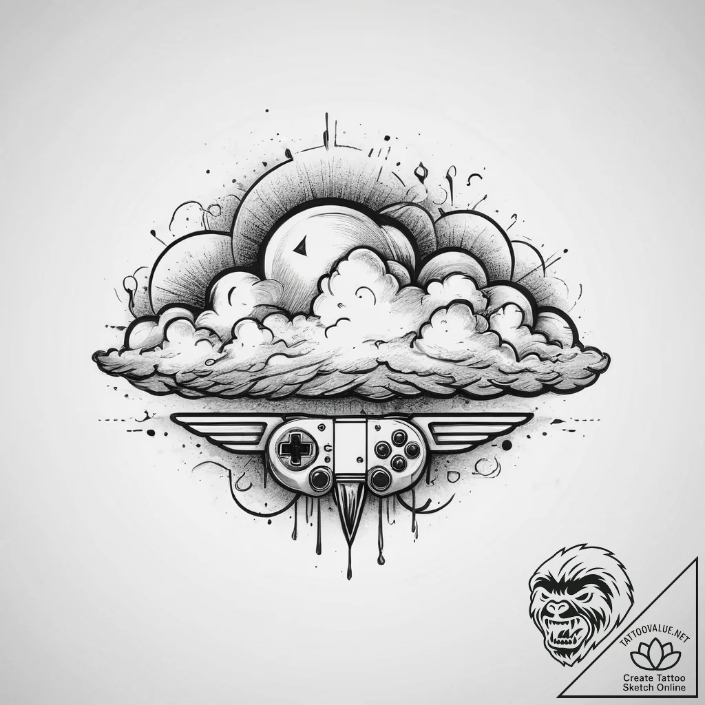 Tattoo sketch a stylized "game on" message ap... - tattoo sketch (№1754037492_0, 01.08.2025 08:38) — tattoovalue.net