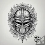 Tattoo design a detailed medieval helmet with… – tattoo sketch (№1754038286_0, 01.08.2025 08:51) — tattoovalue.net