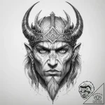 Tattoo design: a portrait of svarog, his face… – tattoo sketch (№1754038682_0, 01.08.2025 08:58) — tattoovalue.net