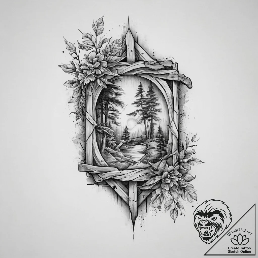 Tattoo design a robust, traditional timber fr... - tattoo sketch (№1754039079_0, 01.08.2025 09:04) — tattoovalue.net