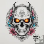 A skull with a glowing cyberpunk visor, tatto… – tattoo sketch (№1754040076_0, 01.08.2025 09:21) — tattoovalue.net
