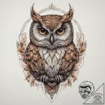 Owl, tattoo line art, neo traditional tattoo,… – tattoo sketch (№1754040275_0, 01.08.2025 09:24) — tattoovalue.net