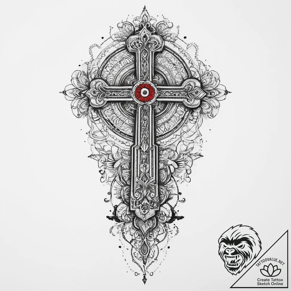 Ornament, tattoo drawing outline, on a clean... - tattoo sketch (№1754040473_0, 01.08.2025 09:27) — tattoovalue.net